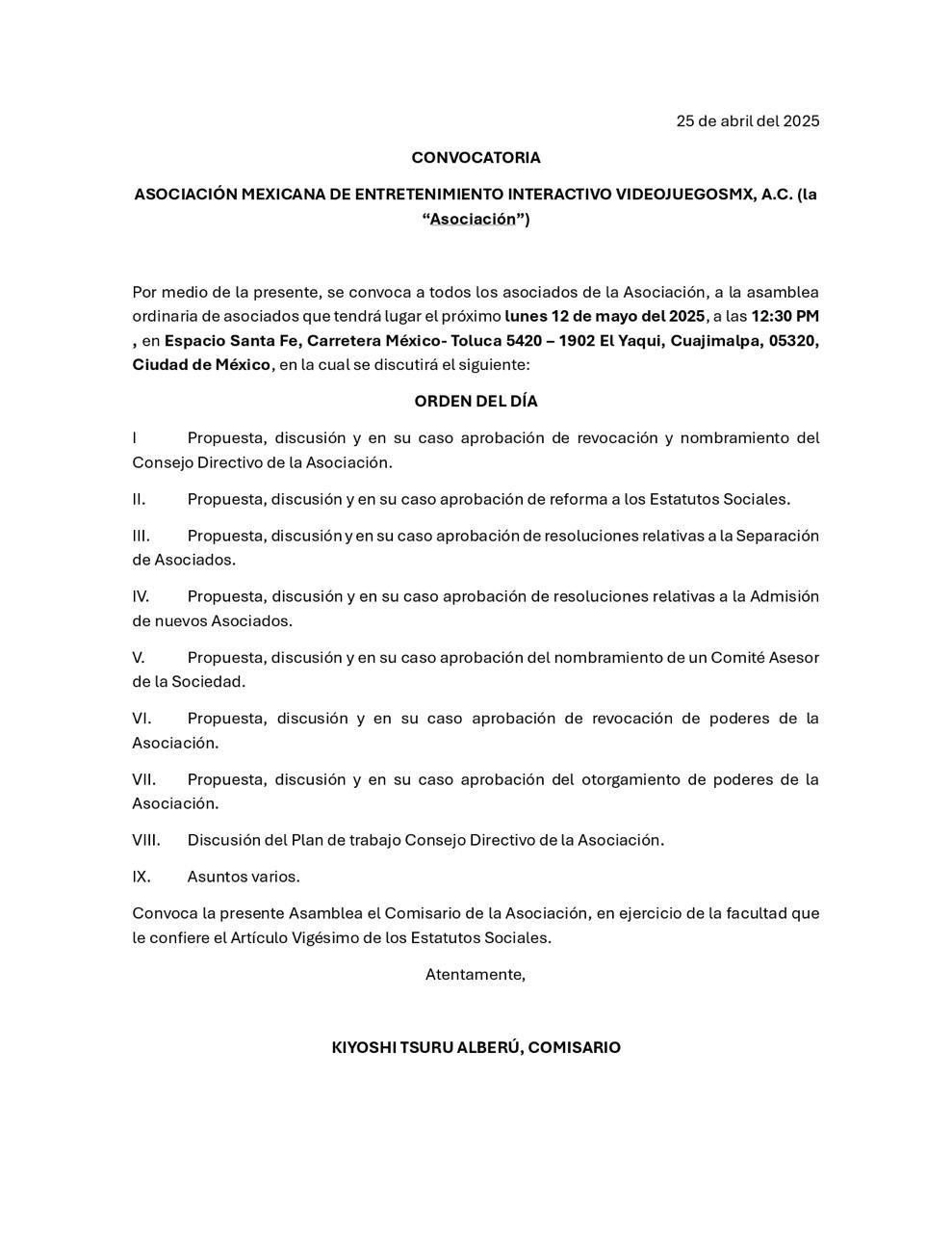 Convocatoria AMEIV